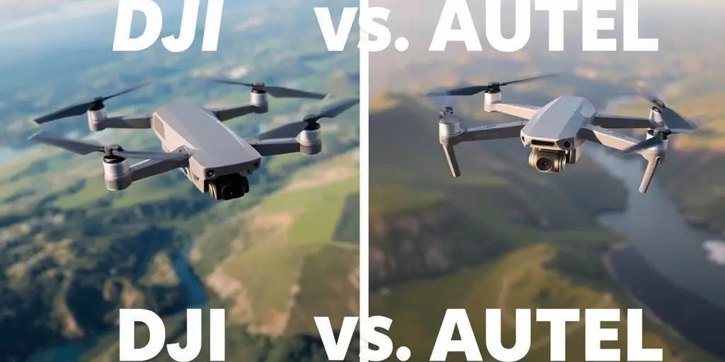 Vergleich von DJI und Autel Drohnen in der Luft.